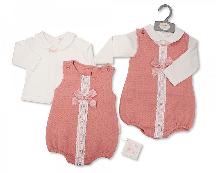 Baby Girls 2 pcs Romper Set with Lace and Bow-Bis-2020-2416
