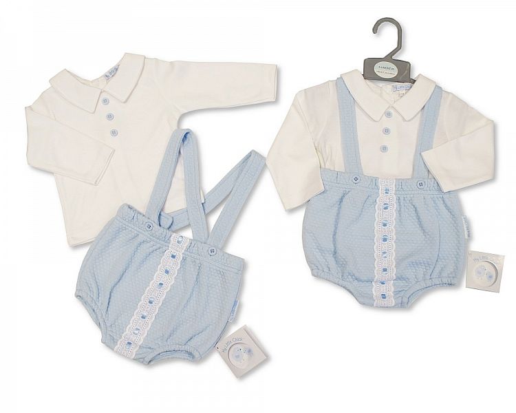 Baby Boys 2 pcs Dungaree Set with Lace-Bis-2020-2427