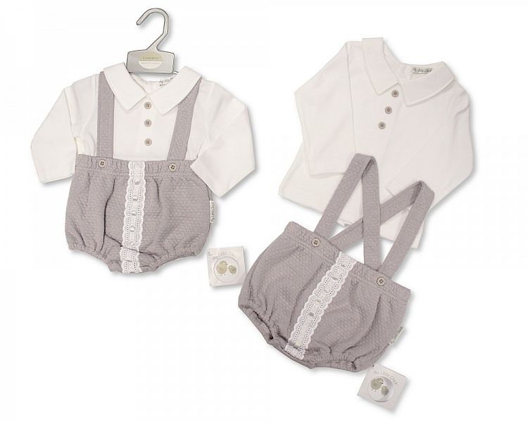 Baby 2 pcs Short Dungaree Set with Lace-Bis-2020-2442