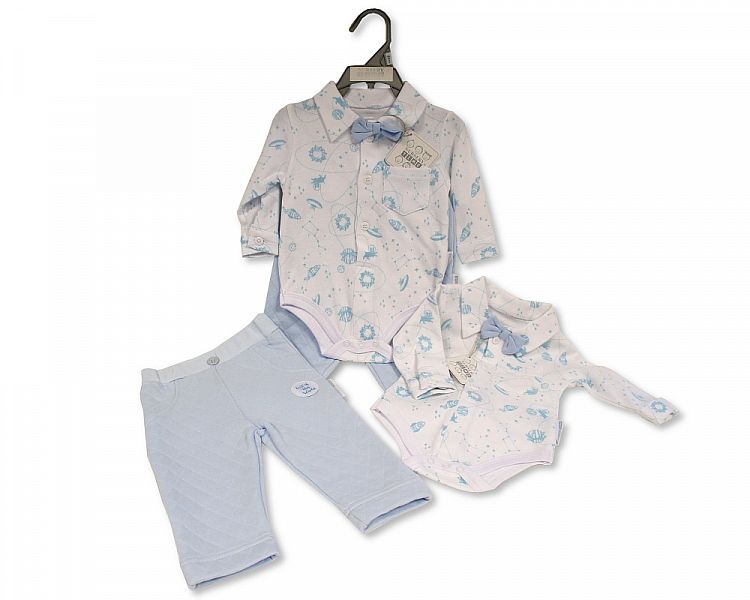 Baby Boys 2 Pieces Set with Bow Tie - Out of This World (NB-6 Months) (PK6) Bis-2020-2458