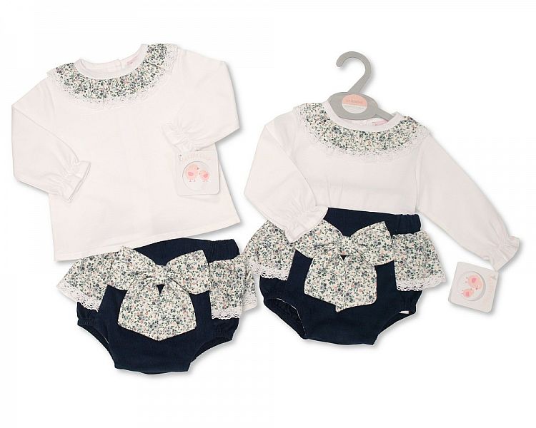 Baby Girls 2 pcs Floral Set with Lace and Bows-Bis-2020-2465