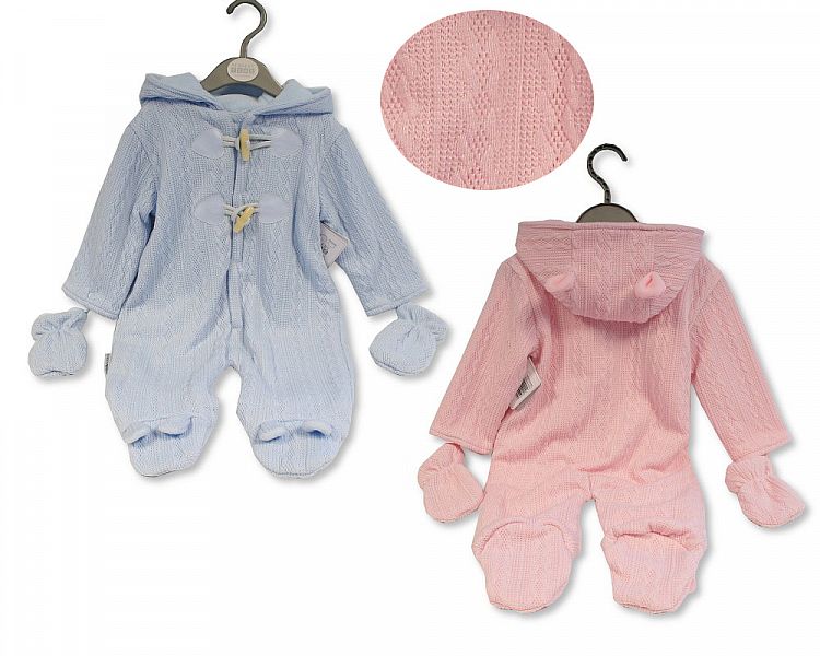 Baby Snowsuit/ Pramsuit with Toggles - Pink and Sky (PK6) (NB-9m) BIS-2020-2476