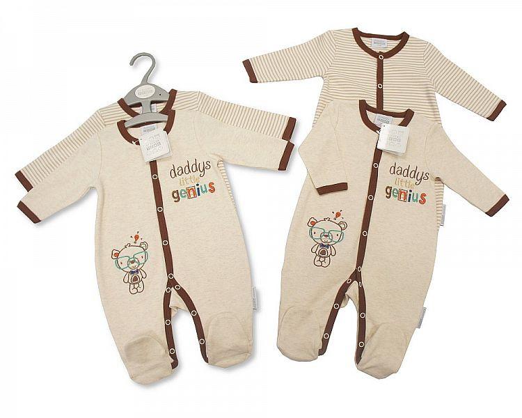 Baby Boys 2 pcs Sleepsuit - Daddy's Little Genius (Bis 2025-1616) - Kidswholesale.co.uk