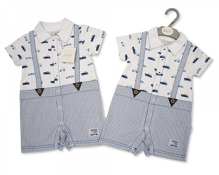 Baby Boys Cotton Shorts All in One - Vintage Cars - NB/6M - (BIS-2097-1850) - Kidswholesale.co.uk