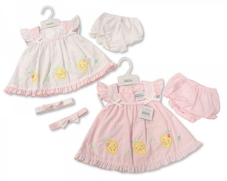 Baby Dress NB-6 Months - Lemon (BIS-2098-1933) - Kidswholesale.co.uk