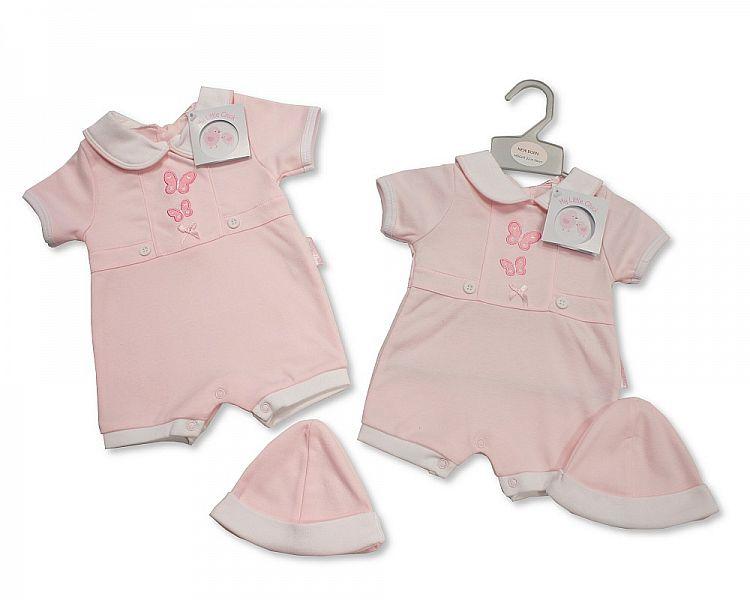 Baby Girls Romper with Hat - Butterfly - NB-3 (BIS-2098-1986) - Kidswholesale.co.uk