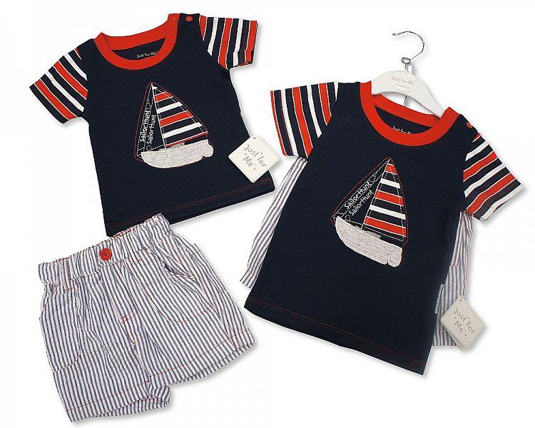 Baby Boys 2 pcs Cotton Shorts Set - Sailing - 3/24M (BIS-2098-2005) - Kidswholesale.co.uk