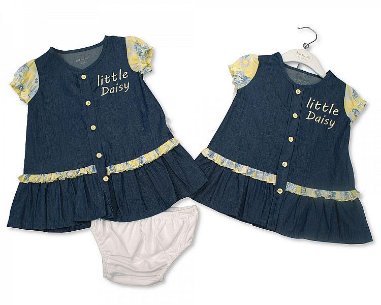 Baby Girls Denim Dress Set - Little Daisy - 3/24M (BIS-2098-2019) - Kidswholesale.co.uk