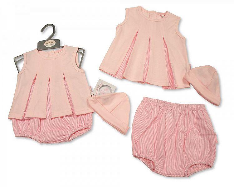Baby Girls 2 pcs Dress Set with Hat - Cherries (NB-6 Months) Bis-2100-2260 - Kidswholesale.co.uk