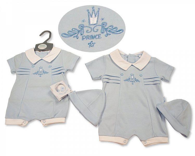 Baby Boys Romper with Hat - Prince (NB-6 Months) Bis-2100-2275 - Kidswholesale.co.uk