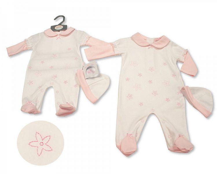 Baby Girls All-In-One with Hat - Little Petal (NB-6M) Bis-2100-2286 - Kidswholesale.co.uk
