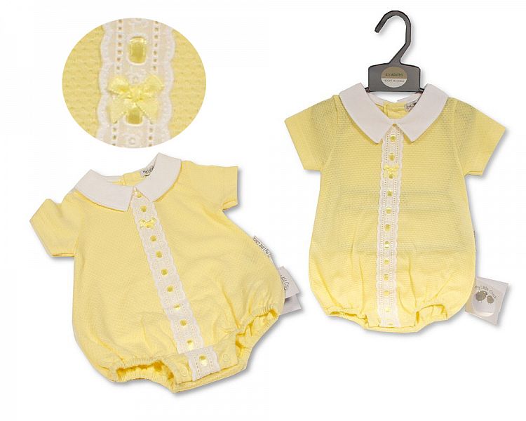 Baby Girls Romper with Lace and Bow (0-6 Months) (PK6) Bis-2120-6031