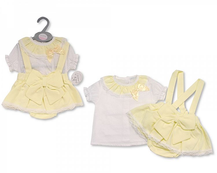 Baby Girls 2 pcs Dress Set with Lace and Bow - (0-12 Months) (PK6) Bis-2120-6055