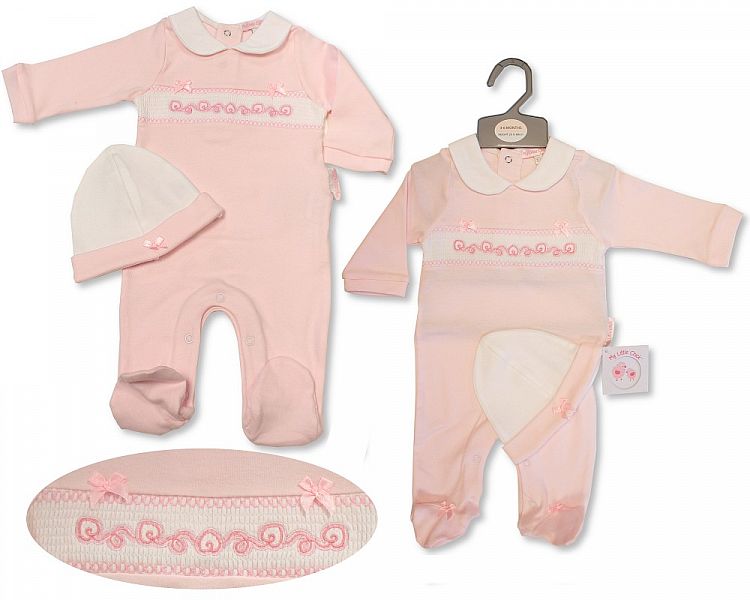 Baby Girls All in One with Hat - Hearts (NB-6 Months) (PK6) Bis-2120-6068