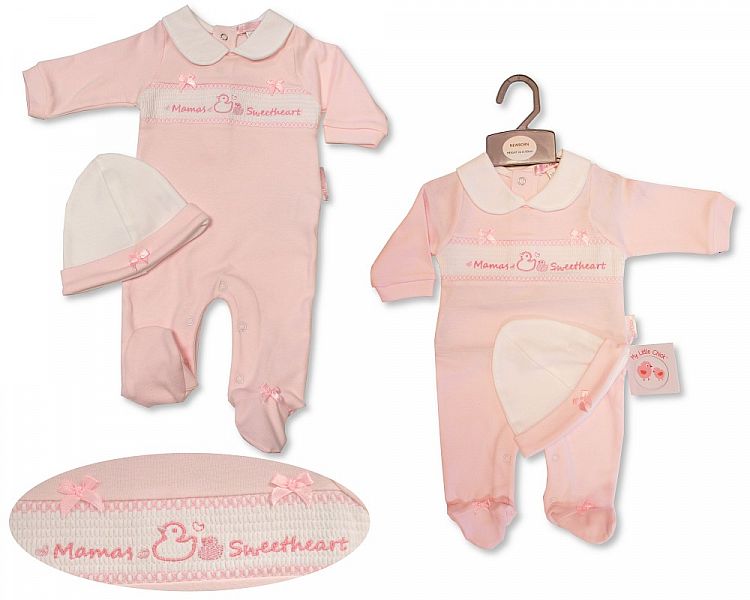 Baby Girls All in One with Hat - Mama's Sweetheart (NB-6 Months) (PK6) Bis-2120-6069