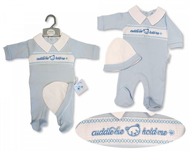 Baby Boys All in One with Hat - Cuddle Me (NB-6 Months) (PK6) Bis-2120-6071