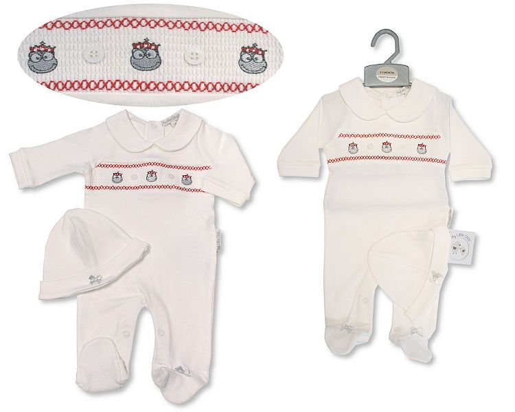 Baby All in One with Smocking and Hat - Frog (NB-6 Months) (PK6) Bis-2120-6078