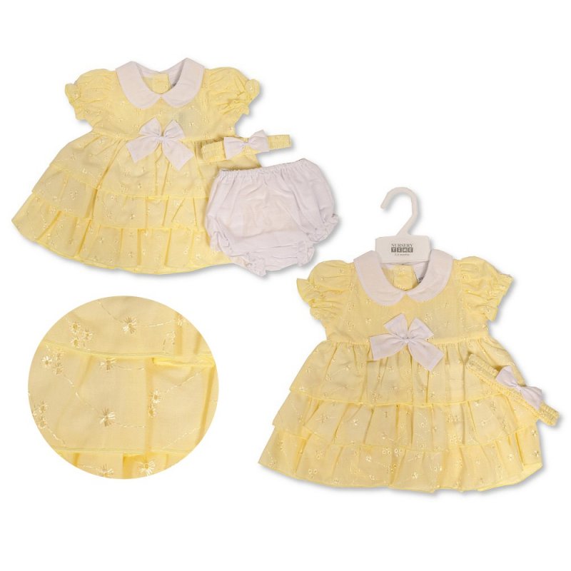 Baby Dress with Bow and Embroidery (0-6 Months) (PK6) Bis-2120-6103