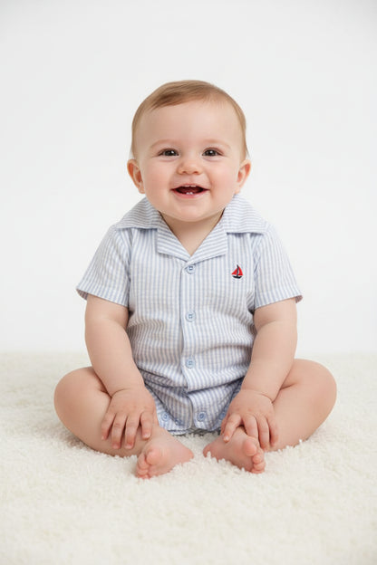 Baby Boys Striped Short Romper (NB-6m) (PK6) Bis-2120-6111