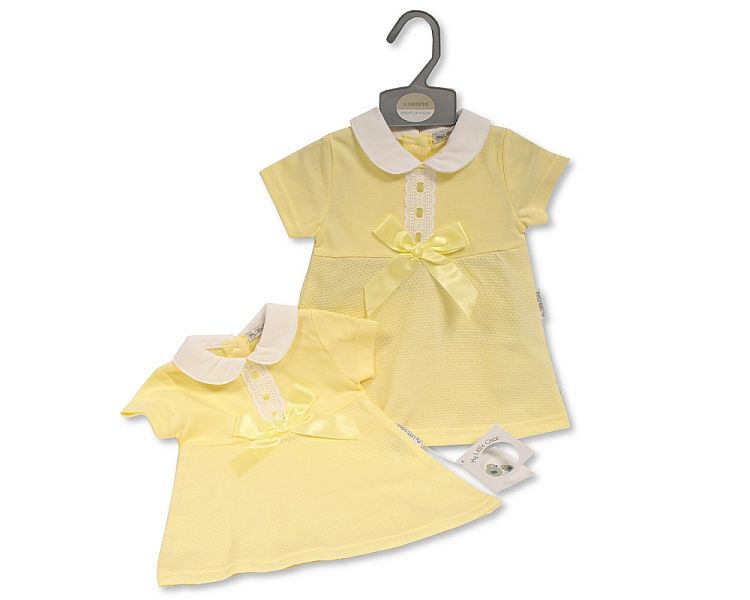 Baby Girls Dress with Bow and Lace (NB-6m) (PK6) BIS-2120-6124