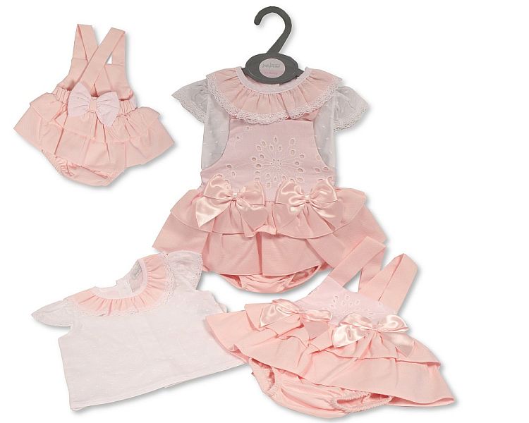 Baby Girls Dress Set with Bows and Lace - Pink - (12-24m) (PK6) BIS-2120-6132a