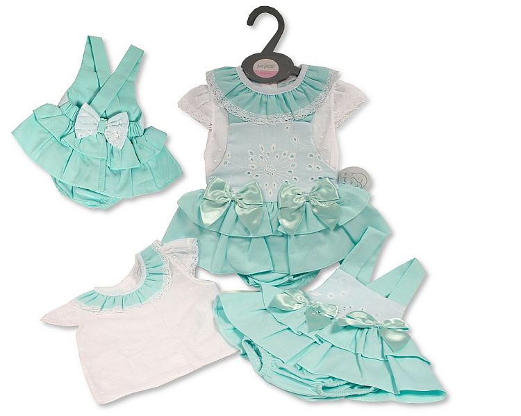 Baby Girls Dress Set with Bows and Lace - Mint (0-12 Months) (PK6) Bis-2120-6133