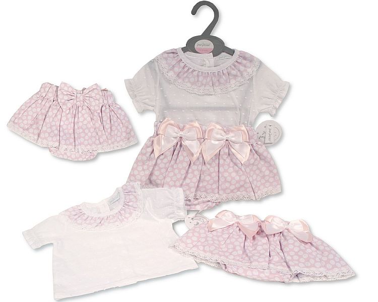 Baby Girls Skirt Set with Bows and Lace - Purple (0-12 Months) (PK6) Bis-2120-6137