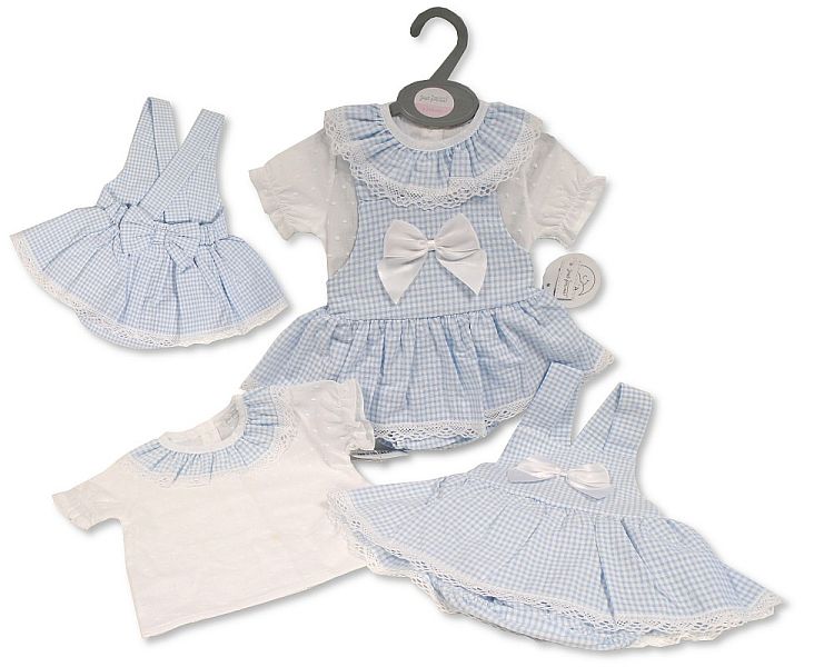 Baby Girls Dress Set with Bows and Lace - Sky (0-12 Months) (PK6) BIS-2120-6139