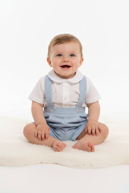Baby Boys Dungaree Set - Sky - (12-24m) (PK6) BIS-2120-6142a