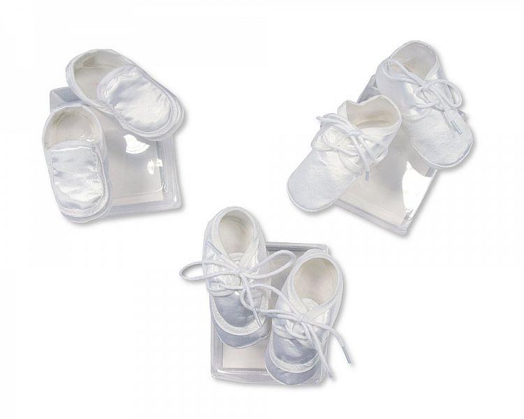 Baby Boys Satin Booties/ Shoes - 3 Designs-327 - Kidswholesale.co.uk