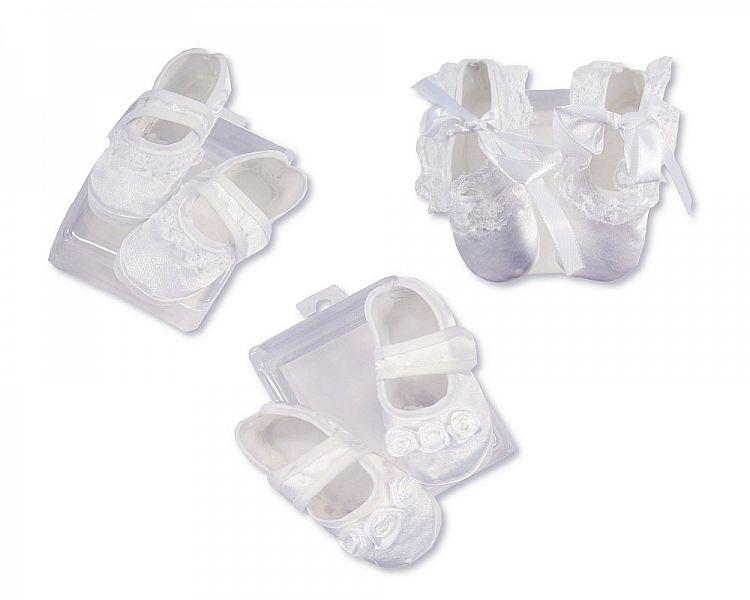 Baby Girls Satin Booties/ Shoes - 3 Designs-328 - Kidswholesale.co.uk