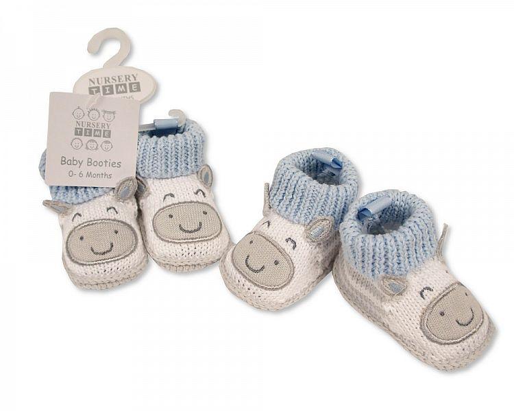 Knitted Baby Boys Booties with Face Decoration-371 - Kidswholesale.co.uk