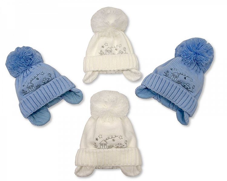 Baby Boys Pom-Pom Hat with Cotton Lining (0-9 Months) Bw 0503-0316