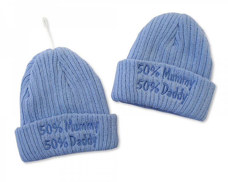 Baby Boys Knitted Hat - 50% Mummy, 50% Daddy (0-3 Months) Bw-0503-0444