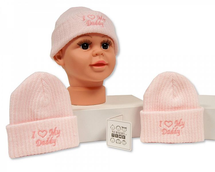 Baby Girls Knitted Hat - I Love Daddy (0-3 Months) Bw-0503-0446