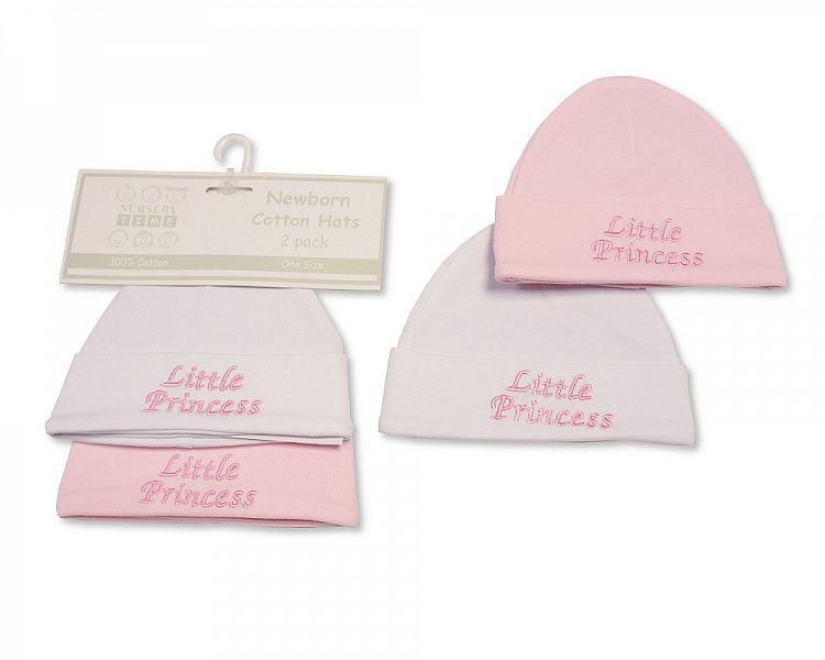 Baby Girls Hats 2-Pack - Little Princess (Bw-0503-0473) - Kidswholesale.co.uk