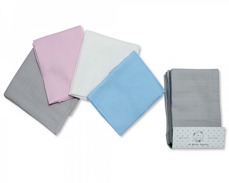 Baby Muslin Squares 6 Pack - Plain - Bw 0503-0530