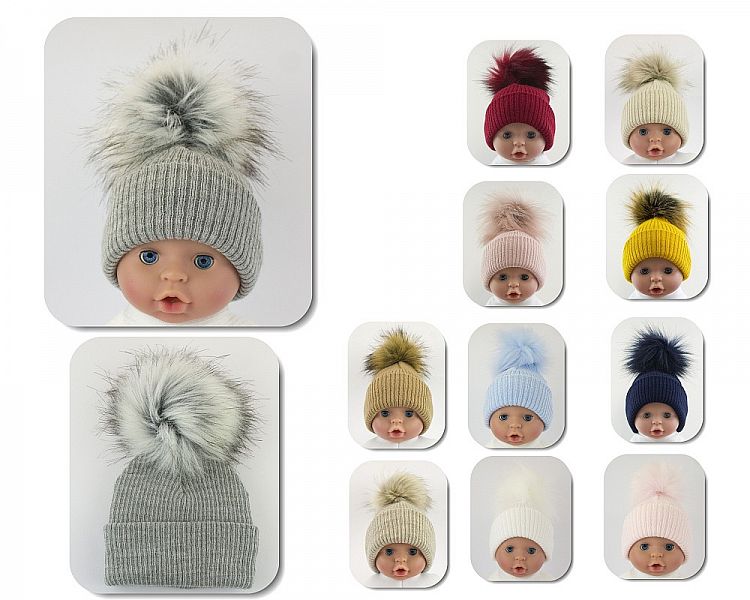 Baby Hat with Pom-Pom - 11 Colours - Large/ Extra Large-Bw-0503-0604