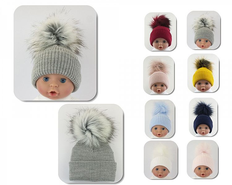 Baby Hat with Pom-Pom - 8 Colours - Small-Bw-0503-0605-Sm