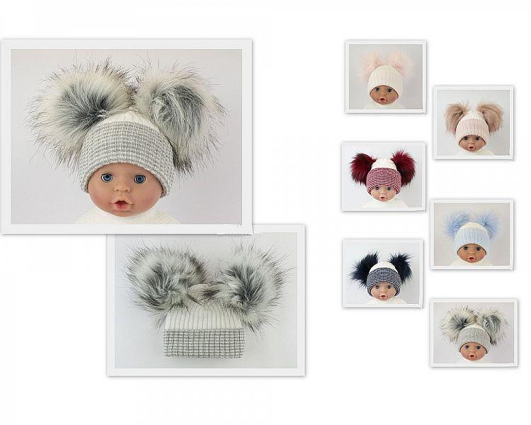 Baby Hat with Double Pom-Pom - 6 Colours (One Size) Bw-0503-0607 - Kidswholesale.co.uk