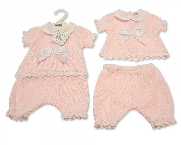 Baby Girls Knitted 2 Pieces Set with Long Bottom (NB-9 Months) Bw-10-009 - Kidswholesale.co.uk