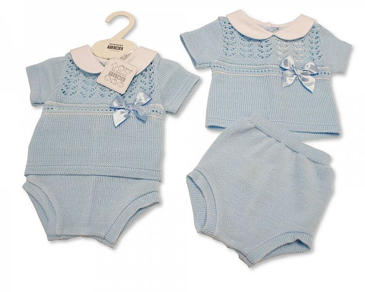 Baby Boys Knitted 2 Pieces Set with Bow (NB-9 Months) Bw-10-043