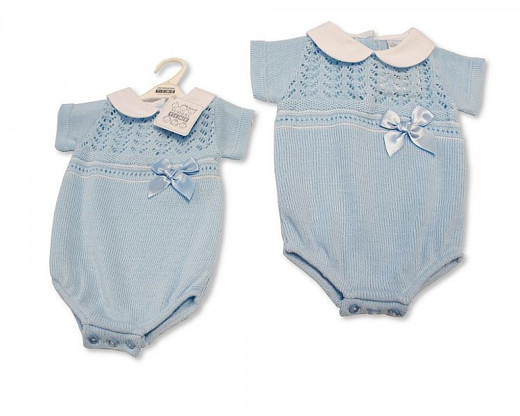 Baby Boys Knitted Romper with Bow (NB-9 Months) Bw-10-044