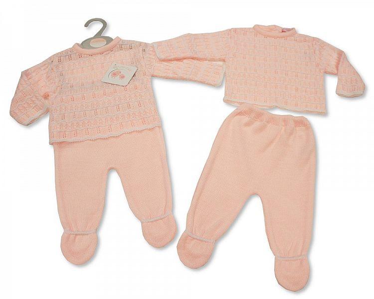 Knitted Baby Girls 2 pcs Pram Set - 052 (0-9 Months) Bw-10-052 - Kidswholesale.co.uk
