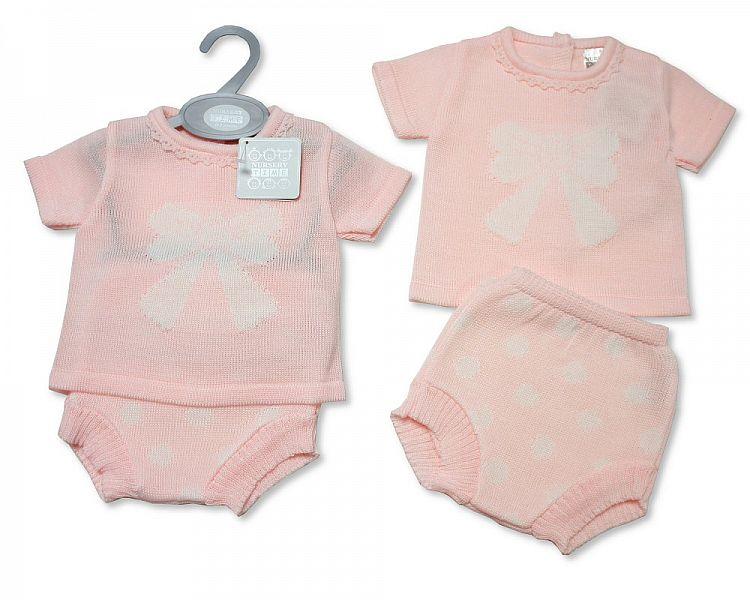 Baby Girls Knitted 2 pcs Set (NB-9 Months) Bw-10-086 - Kidswholesale.co.uk