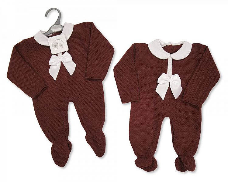 Knitted Baby Long Romper with Bow and Lace (0-9 Months) Bw-10-1000