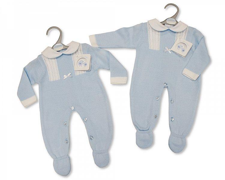 Long Knitted Baby Boys Romper with Bow (NB-9 Months)-Bw-10-1067 - Kidswholesale.co.uk