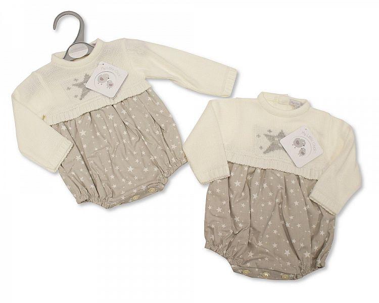 Knitted/Woven Baby Romper - Stars (NB-9m) BW-10-1084 - Kidswholesale.co.uk