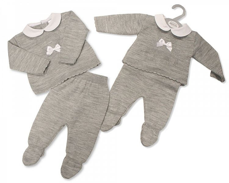 Baby Knitted 2 pcs Set with Bow-Bw-10-1131