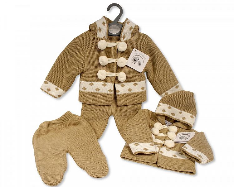 Baby Knitted 2 pcs Pram Set with Hood (0-9 Months) (PK6) Bw-10-1140